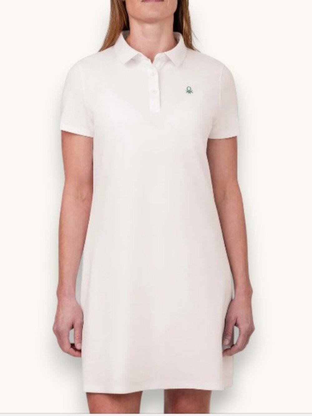 United Colors of Benetton short sleeve polo dress white women's size L